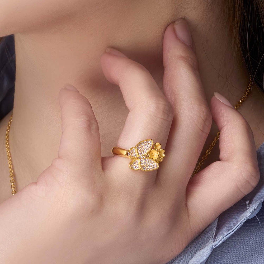 나비 꽃 큐빅 반지 요약정보 및 구매