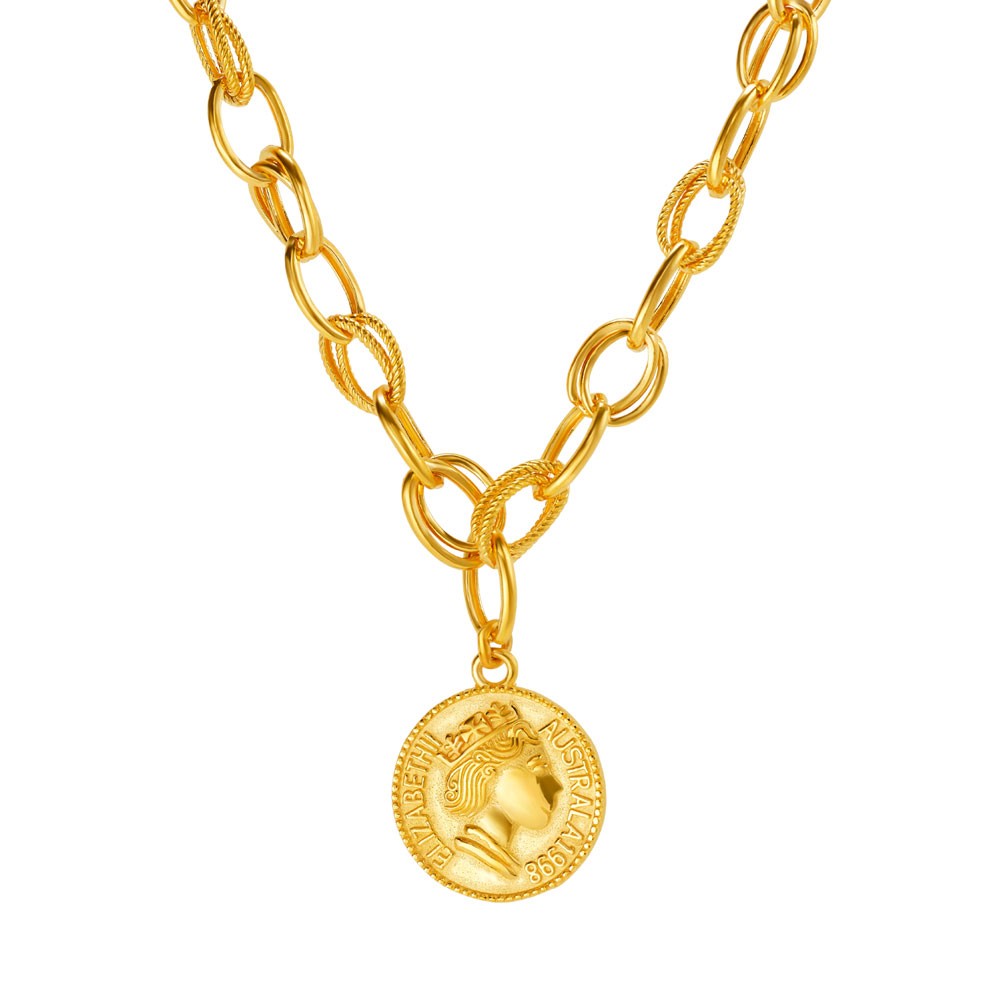 볼드 더블 체인 코인 펜던트 목걸이 요약정보 및 구매