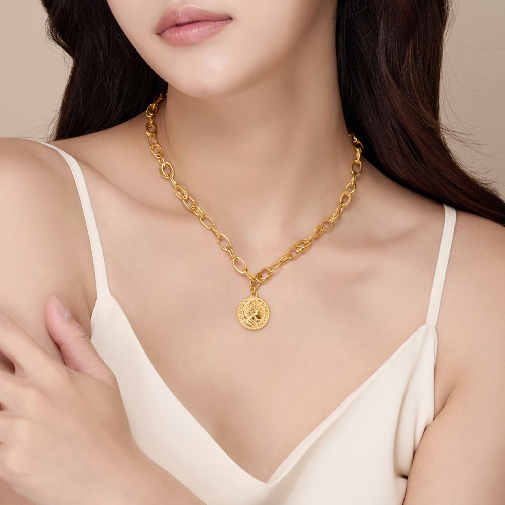 볼드 더블 체인 코인 펜던트 목걸이 요약정보 및 구매