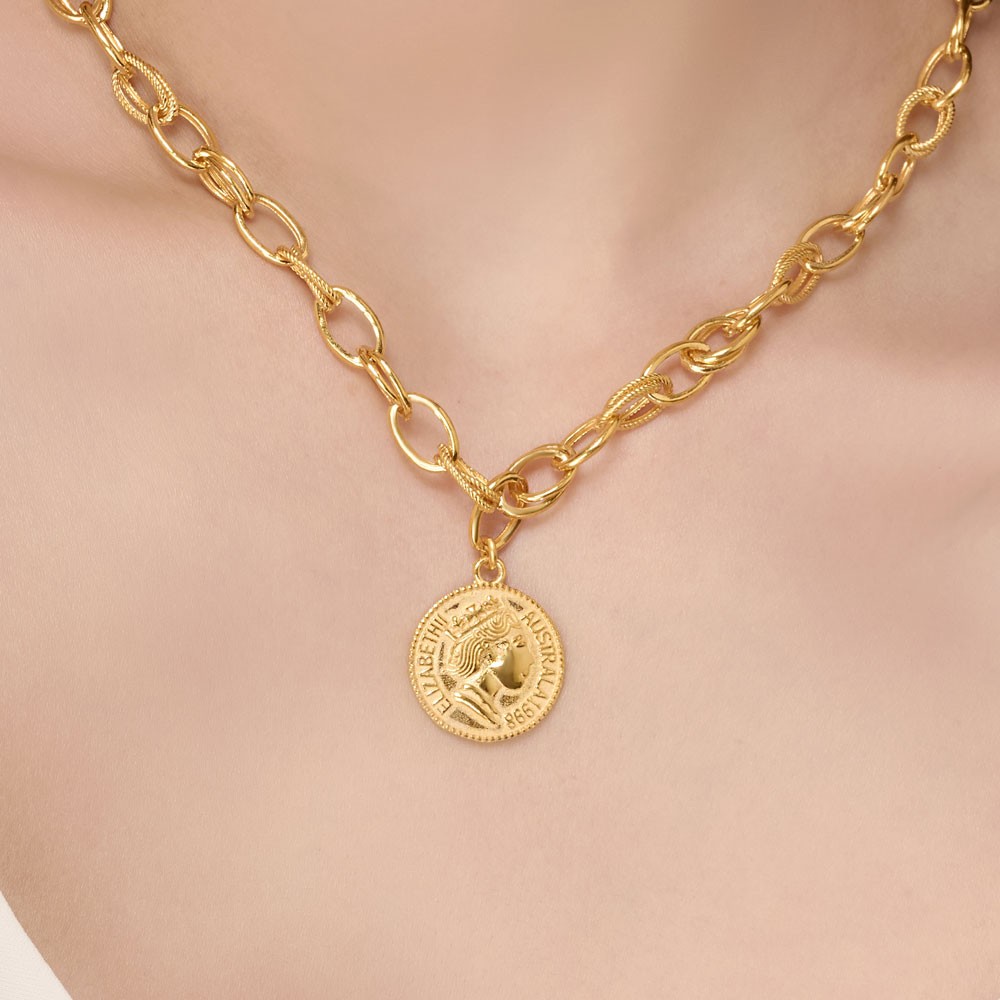 볼드 더블 체인 코인 펜던트 목걸이 요약정보 및 구매