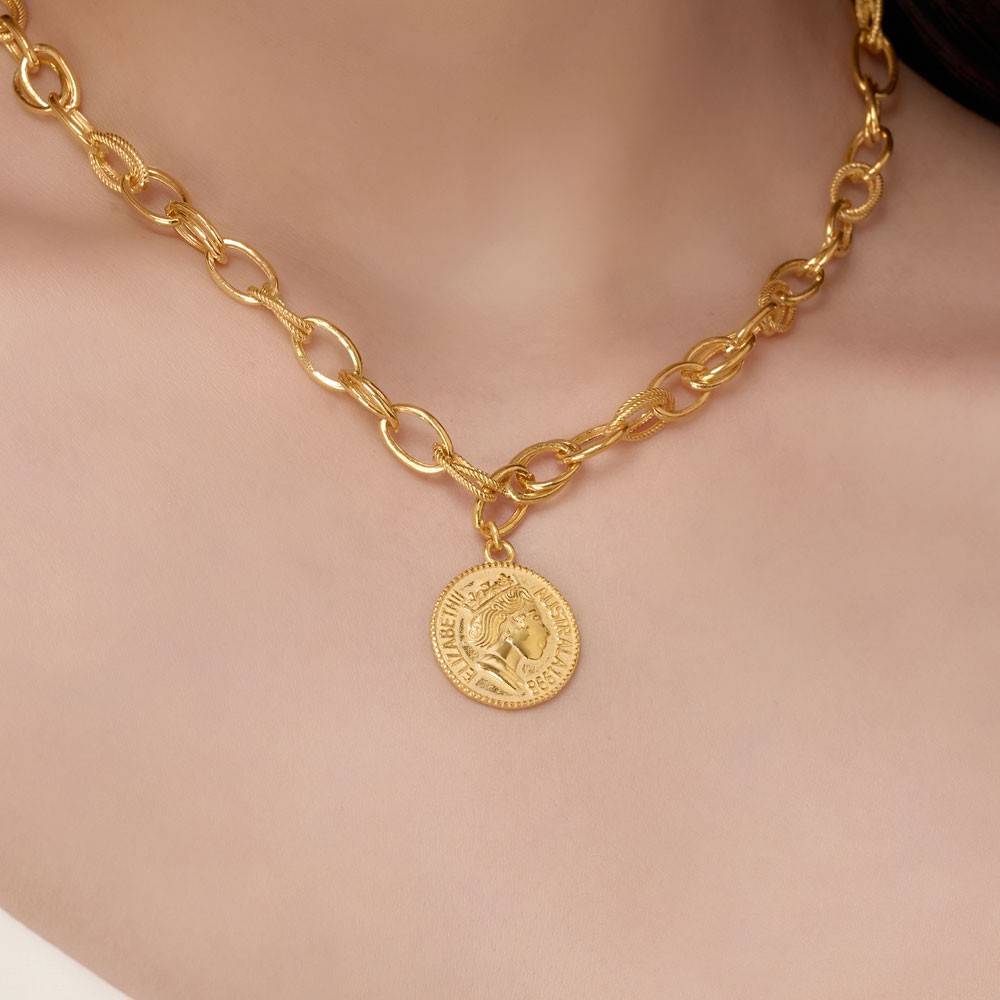 볼드 더블 체인 코인 펜던트 목걸이 요약정보 및 구매